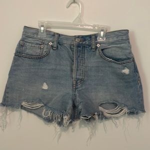 Free People Distressed Ripped Jean Shorts